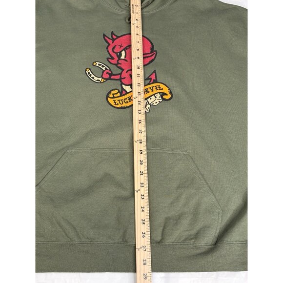 Grunt Style Men’s XXL Green Lucky Devil Hoodie Sweatshirt USMC Military Tattoo - Picture 11 of 15